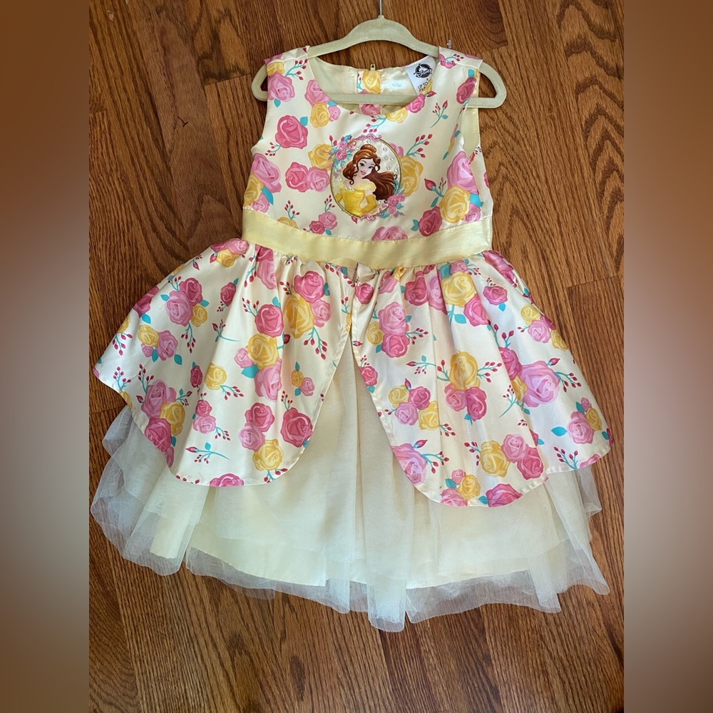 Rare Disney Store Belle Satin Dress with Tulle. 4T